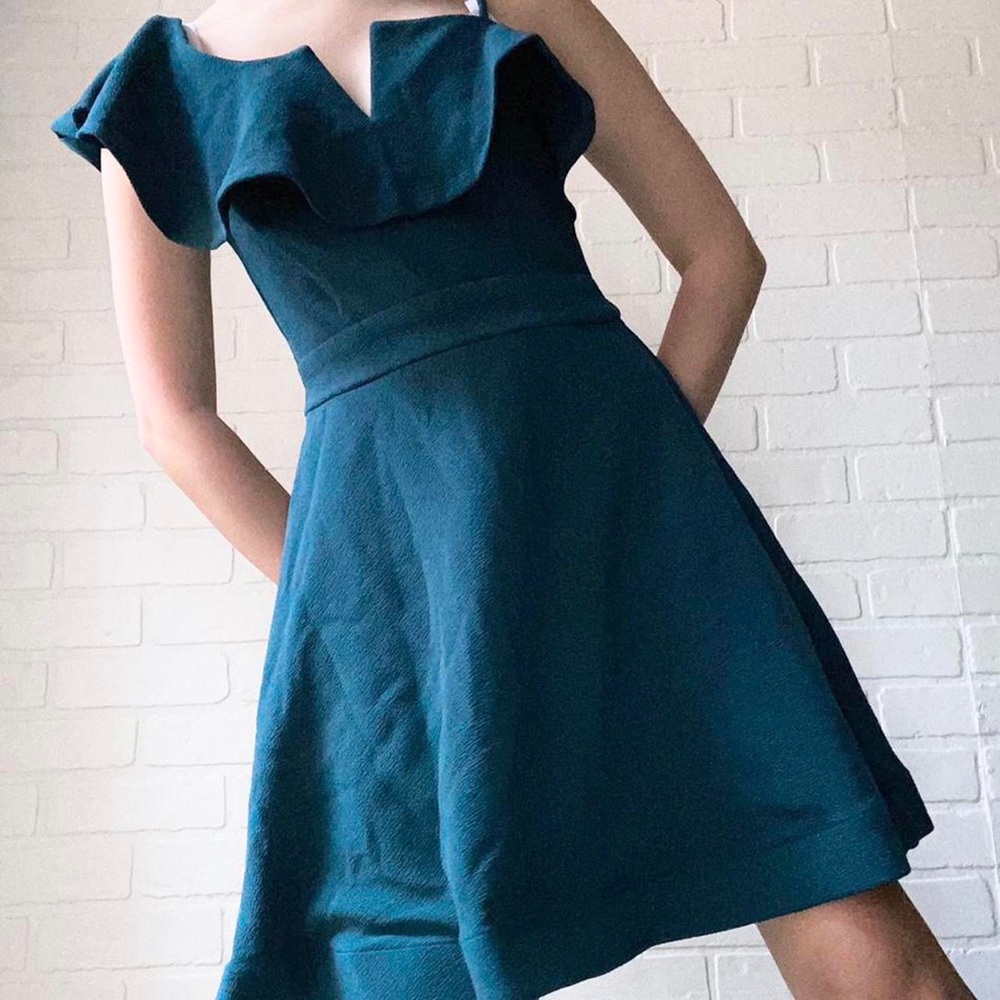 🫐SUPER CUTE 90’s y2k cottagecore teal teezeMe mid length homecoming/party dress